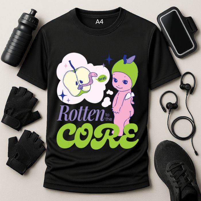Brat Rotten To The Core Bad Apple Funny Retro Performance Shirt