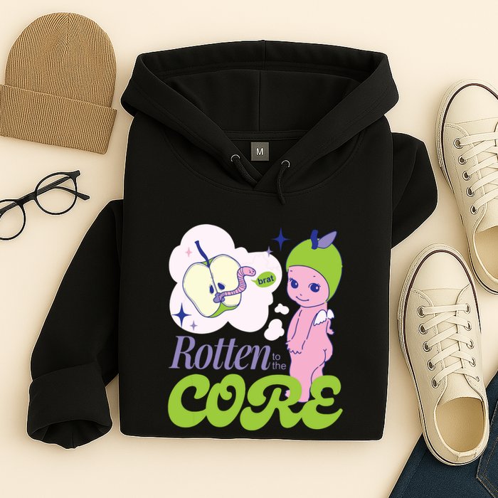Brat Rotten To The Core Bad Apple Funny Retro Hoodie