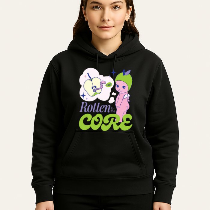 Brat Rotten To The Core Bad Apple Funny Retro Hoodie