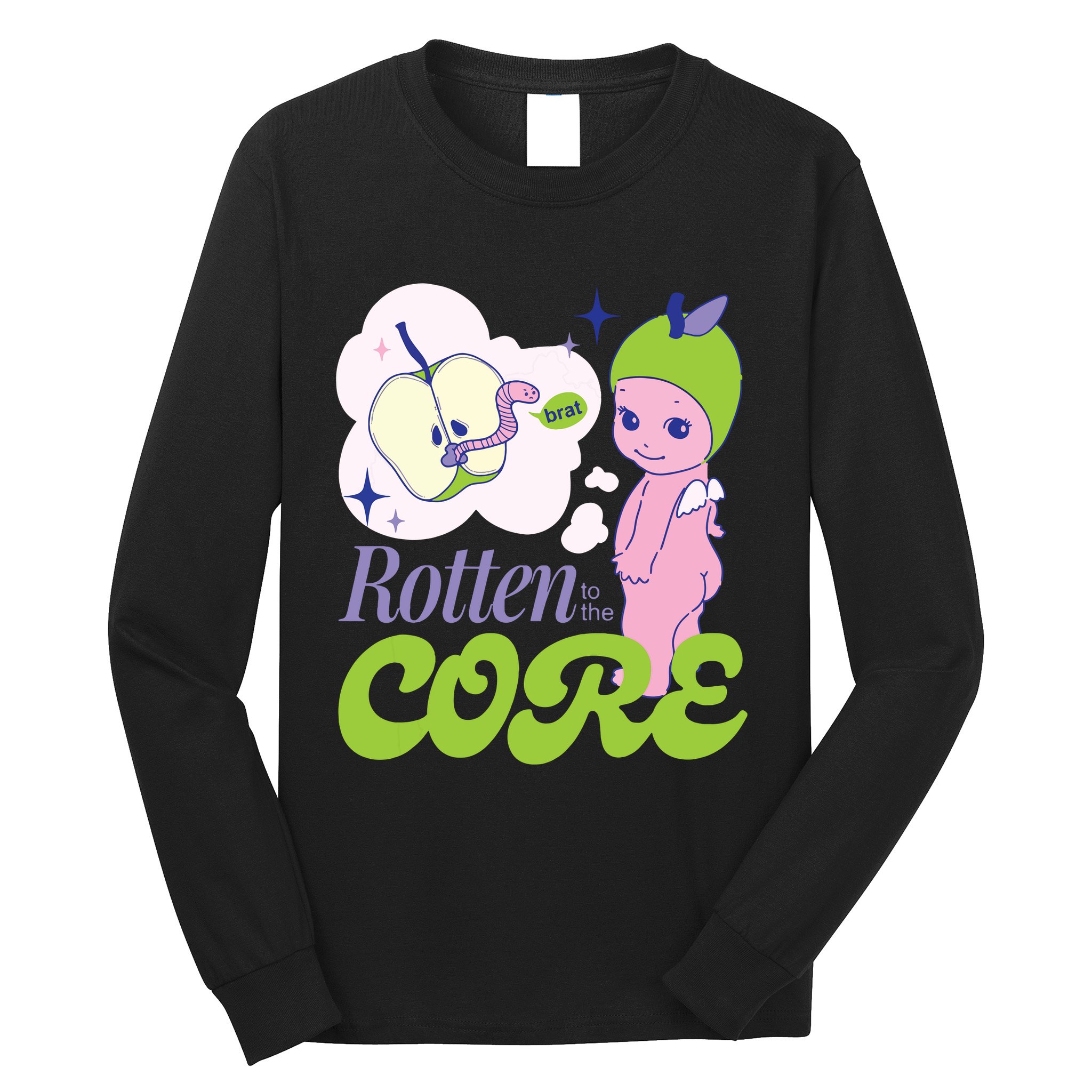 Brat Rotten To The Core Bad Apple Funny Retro Long Sleeve Shirt