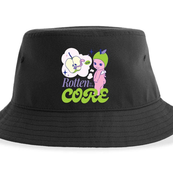 Brat Rotten To The Core Bad Apple Funny Retro Sustainable Bucket Hat
