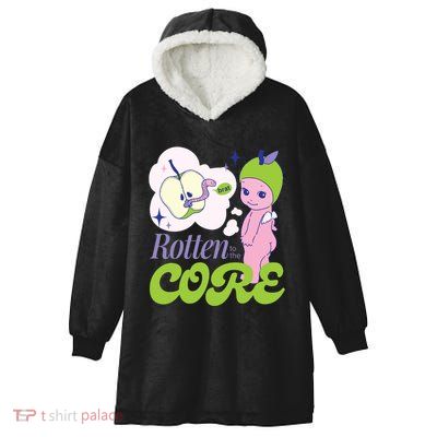 Brat Rotten To The Core Bad Apple Funny Retro Hooded Wearable Blanket