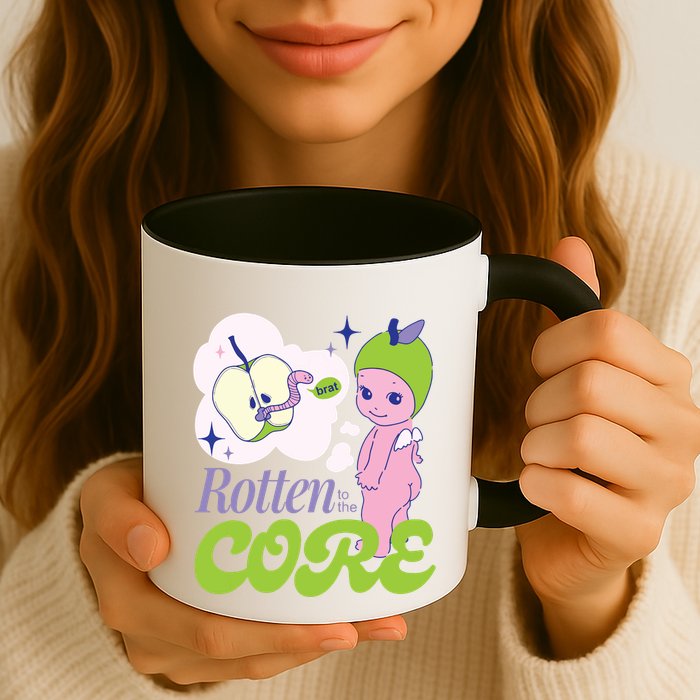 Brat Rotten To The Core Bad Apple Funny Retro Mug