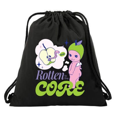 Brat Rotten To The Core Bad Apple Funny Retro Drawstring Bag