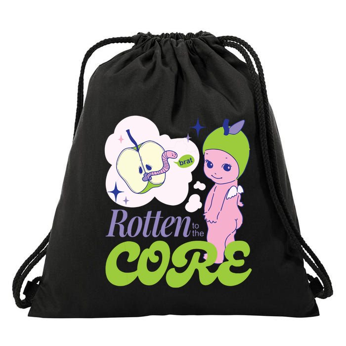 Brat Rotten To The Core Bad Apple Funny Retro Drawstring Bag