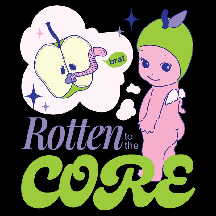 Brat Rotten To The Core Bad Apple Funny Retro Drawstring Bag