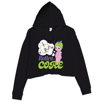 Brat Rotten To The Core Bad Apple Funny Retro Crop Fleece Hoodie