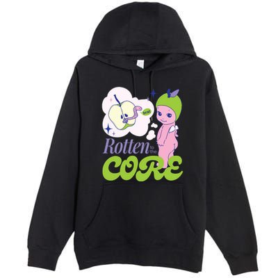 Brat Rotten To The Core Bad Apple Funny Retro Premium Pullover Hoodie