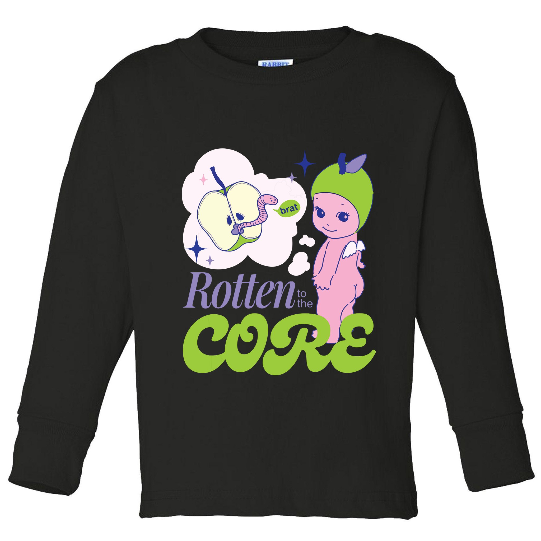Brat Rotten To The Core Bad Apple Funny Retro Toddler Long Sleeve Shirt