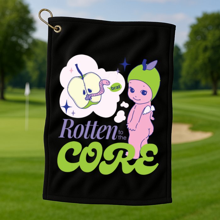 Brat Rotten To The Core Bad Apple Funny Retro Golf Towel