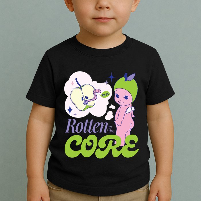 Brat Rotten To The Core Bad Apple Funny Retro Toddler T-Shirt
