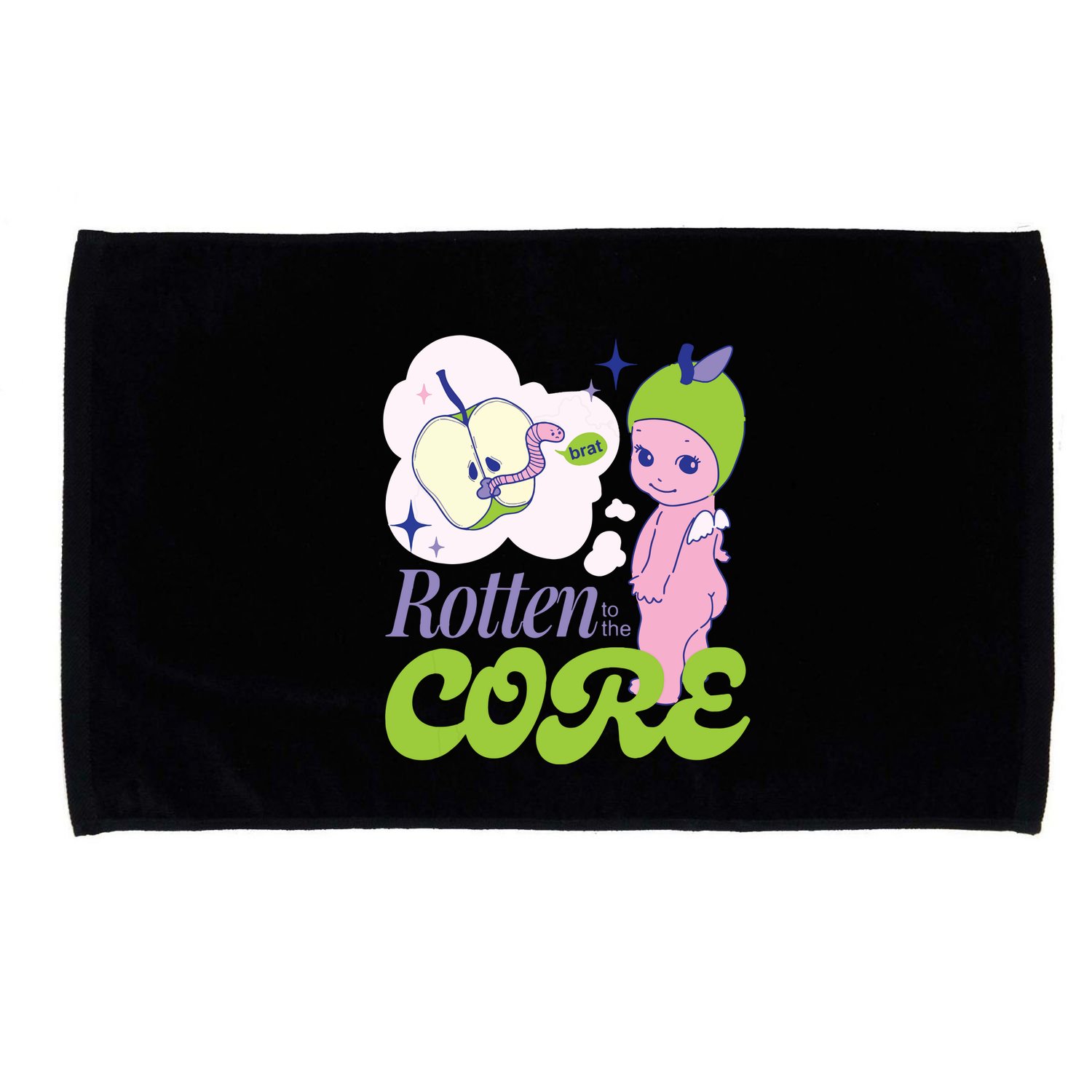 Brat Rotten To The Core Bad Apple Funny Retro Microfiber Hand Towel