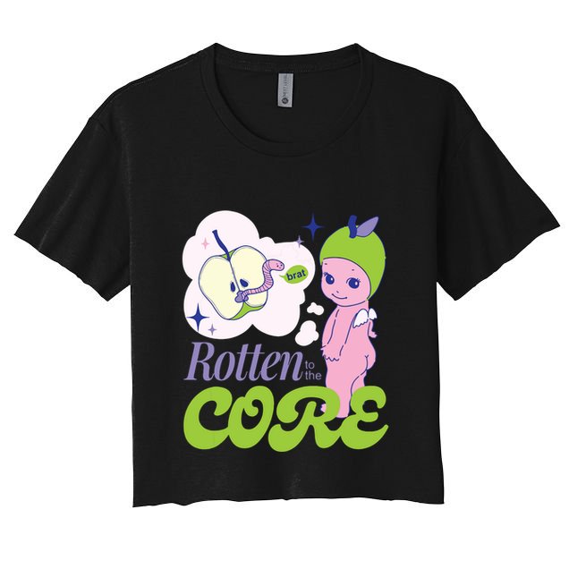 Brat Rotten To The Core Bad Apple Funny Retro Crop Top