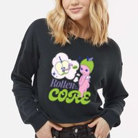 Brat Rotten To The Core Bad Apple Funny Retro Cropped Pullover Crew