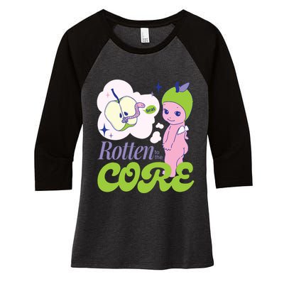 Brat Rotten To The Core Bad Apple Funny Retro Women's Tri-Blend 3/4-Sleeve Raglan Shirt
