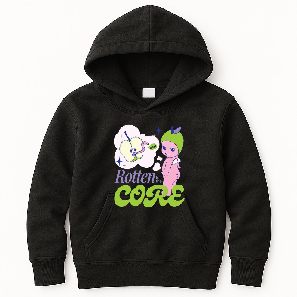 Brat Rotten To The Core Bad Apple Funny Retro Kids Hoodie
