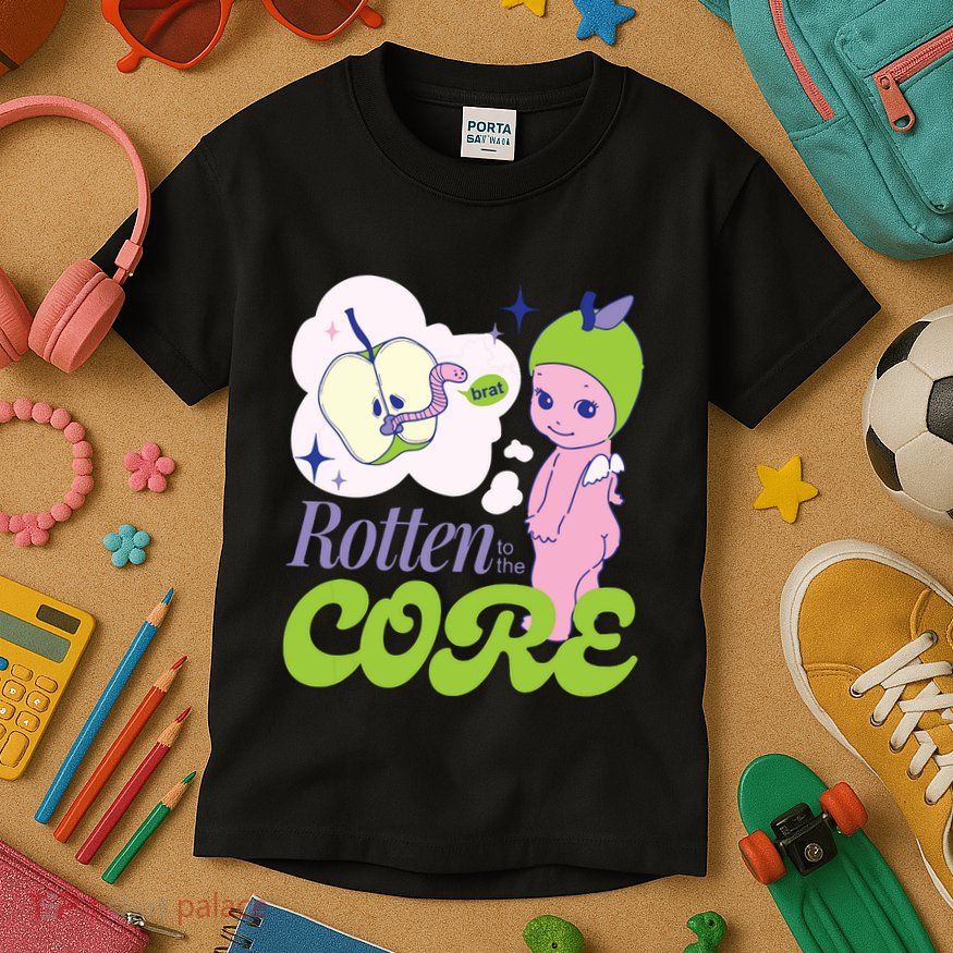 Brat Rotten To The Core Bad Apple Funny Retro Kids T-Shirt
