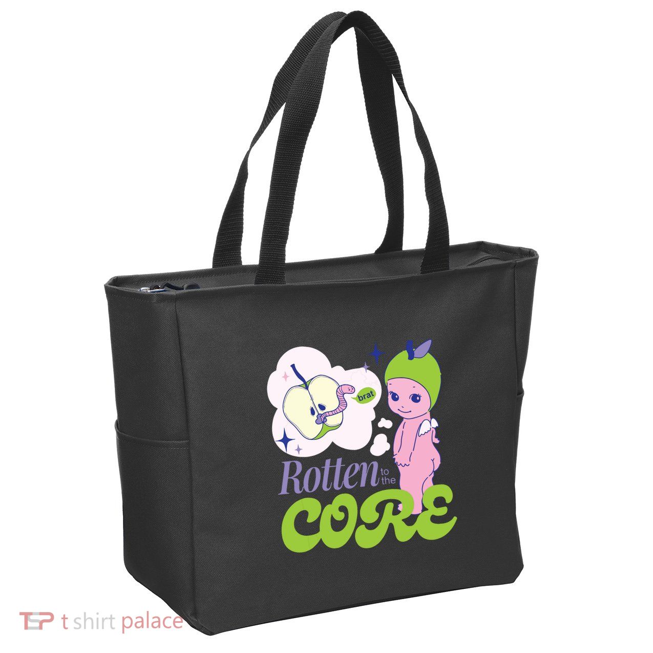 Brat Rotten To The Core Bad Apple Funny Retro Zip Tote Bag