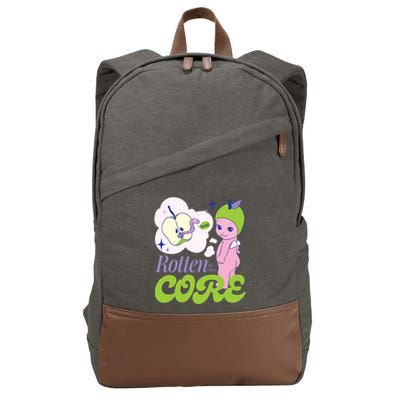 Brat Rotten To The Core Bad Apple Funny Retro Cotton Canvas Backpack