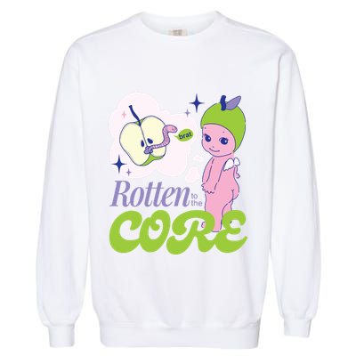 Brat Rotten To The Core Bad Apple Funny Retro Garment-Dyed Sweatshirt