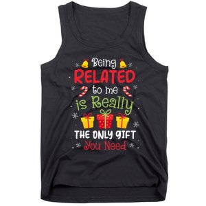 Being Related To Me Funny Christmas Family Xmas Pajamas Tank Top