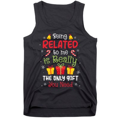 Being Related To Me Funny Christmas Family Xmas Pajamas Tank Top