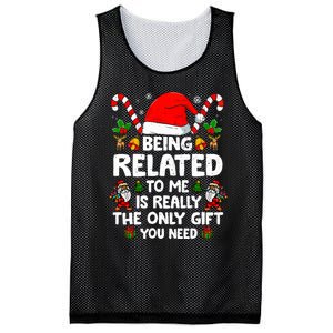 Being Related To Me Funny Christmas Family Xmas Pajamas Mesh Reversible Basketball Jersey Tank