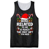 Being Related To Me Funny Christmas Family Xmas Pajamas Mesh Reversible Basketball Jersey Tank