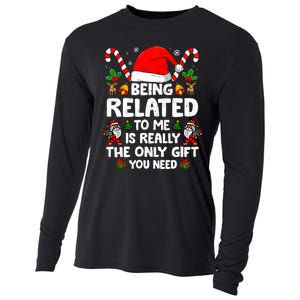 Being Related To Me Funny Christmas Family Xmas Pajamas Cooling Performance Long Sleeve Crew