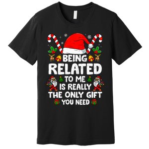 Being Related To Me Funny Christmas Family Xmas Pajamas Premium T-Shirt