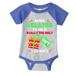 Being Related To Me Funny Christmas Pajama Cool Gift Infant Baby Jersey Bodysuit