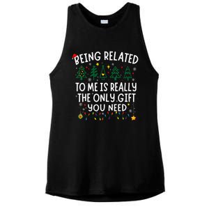 Being Related To Me Funny Christmas Family Ladies PosiCharge Tri-Blend Wicking Tank