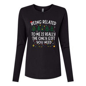 Being Related To Me Funny Christmas Family Womens Cotton Relaxed Long Sleeve T-Shirt