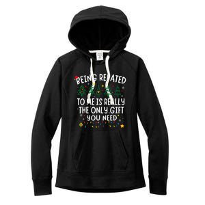 Being Related To Me Funny Christmas Family Women's Fleece Hoodie