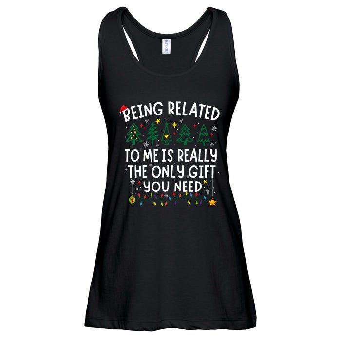 Being Related To Me Funny Christmas Family Ladies Essential Flowy Tank