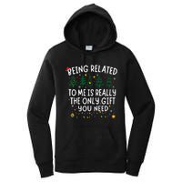 Being Related To Me Funny Christmas Family Women's Pullover Hoodie