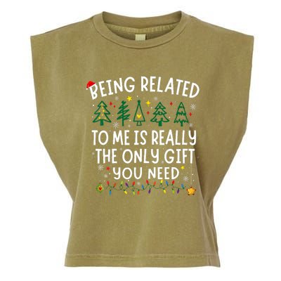 Being Related To Me Funny Christmas Family Garment-Dyed Women's Muscle Tee