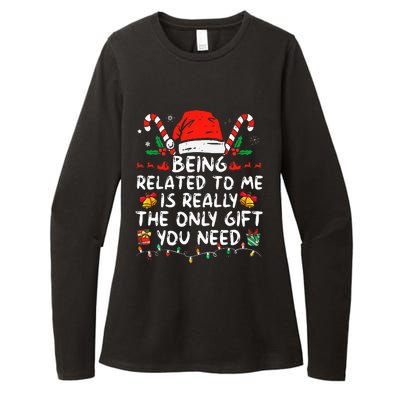 Being Related To Me Funny Christmas Family Xmas Pajamas  Womens CVC Long Sleeve Shirt