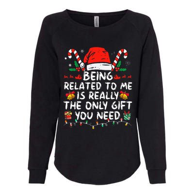 Being Related To Me Funny Christmas Family Xmas Pajamas  Womens California Wash Sweatshirt