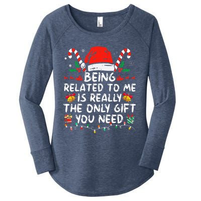 Being Related To Me Funny Christmas Family Xmas Pajamas  Women's Perfect Tri Tunic Long Sleeve Shirt