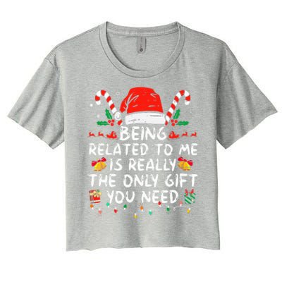 Being Related To Me Funny Christmas Family Xmas Pajamas  Women's Crop Top Tee