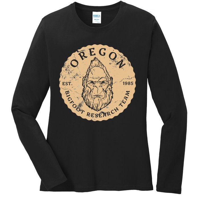 Bigfoot Research Team For Oregon Sasquatch Believers Ladies Long Sleeve Shirt