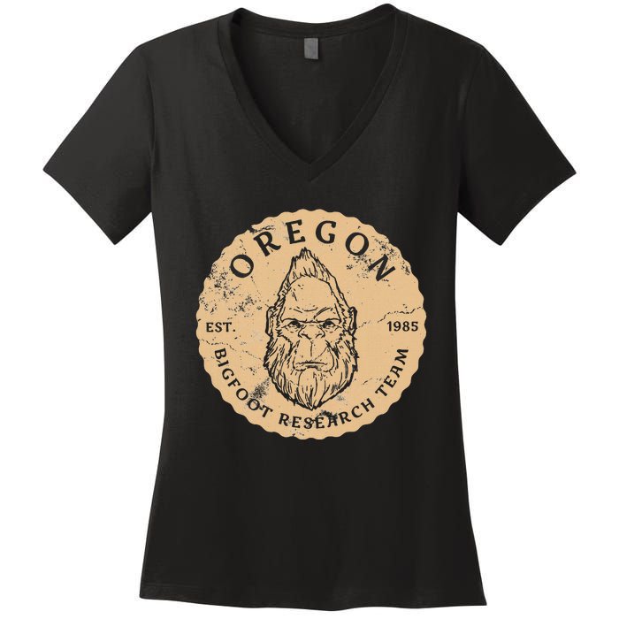 Bigfoot Research Team For Oregon Sasquatch Believers Women's V-Neck T-Shirt