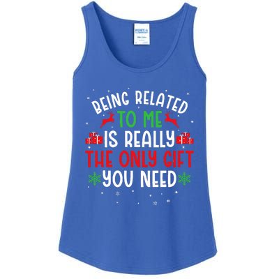 Being Related To Me Funny Christmas Tee Family Couples Ladies Essential Tank