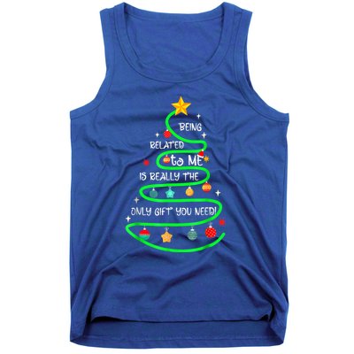 Being Related To Me Funny Christmas Pajama Great Gift Tank Top