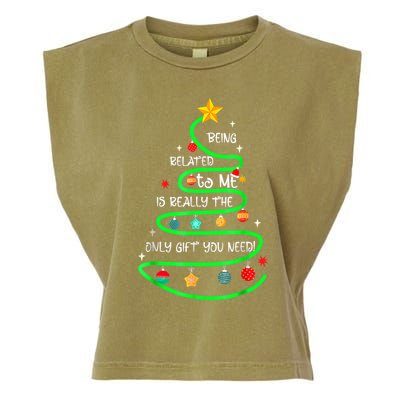 Being Related To Me Funny Christmas Pajama Great Gift Garment-Dyed Women's Muscle Tee