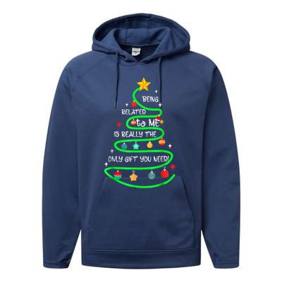 Being Related To Me Funny Christmas Pajama Great Gift Performance Fleece Hoodie