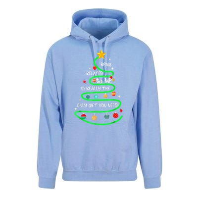 Being Related To Me Funny Christmas Pajama Great Gift Unisex Surf Hoodie