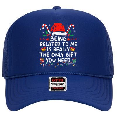 Being Related To Me Funny Christmas Family Xmas Pajamas  High Crown Mesh Back Trucker Hat