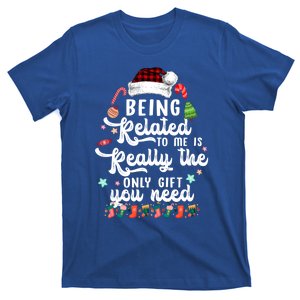 Being Related To Me Funny Christmas Santa Hat Plaid Red Xmas Cute Gift T-Shirt